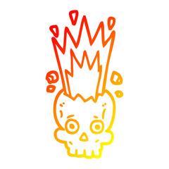 warm gradient line drawing cartoon exploding skull