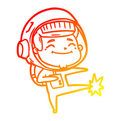warm gradient line drawing happy cartoon astronaut