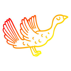 warm gradient line drawing cartoon goose