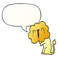 cute cartoon lion and speech bubble in smooth gradient style
