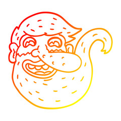 warm gradient line drawing bearded cartoon man