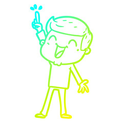 cold gradient line drawing cartoon man laughing