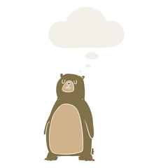 cartoon bear and thought bubble in retro style