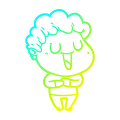 cold gradient line drawing laughing cartoon man