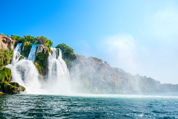 Antalya waterfall in the sea, Turkey