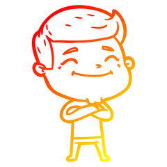 warm gradient line drawing happy cartoon man
