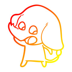 warm gradient line drawing cute cartoon elephant