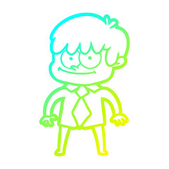 cold gradient line drawing happy cartoon man