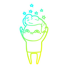 cold gradient line drawing cartoon excited man