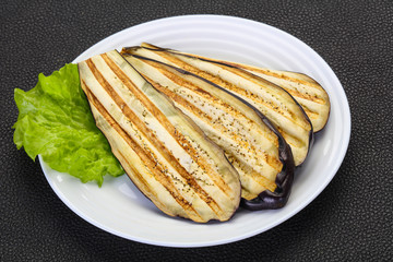 Grilled eggplant in the bowl