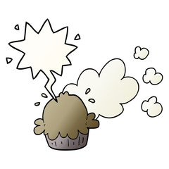 cute cartoon pie and speech bubble in smooth gradient style