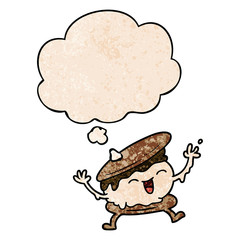 smore cartoon and thought bubble in grunge texture pattern style