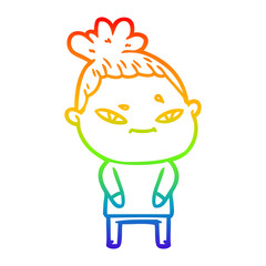 rainbow gradient line drawing cartoon woman