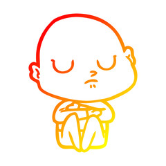 warm gradient line drawing cartoon bald man