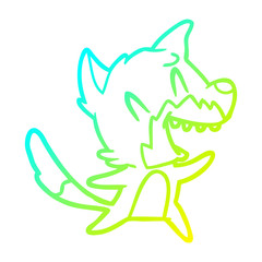 cold gradient line drawing laughing fox cartoon