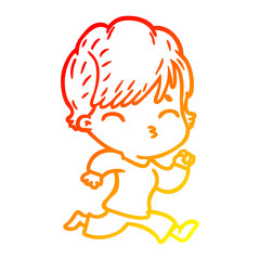 warm gradient line drawing cartoon woman thinking