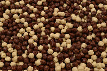 Chocolate corn flakes  as a background.