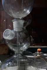 Still-life of a chemical laboratory flasks and test tubes
