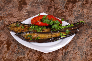 Grilled eggplant with bell pepper
