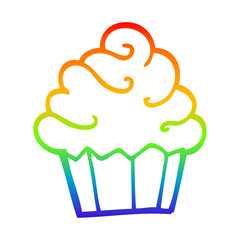 rainbow gradient line drawing cartoon cupcake