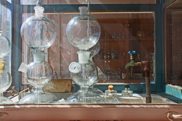 Still-life of a chemical laboratory flasks and test tubes