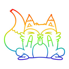 rainbow gradient line drawing funny cartoon fox