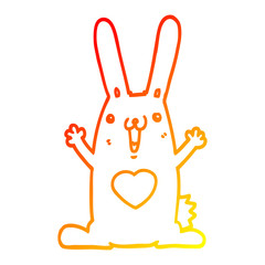 Fototapeta na wymiar warm gradient line drawing cartoon rabbit in love