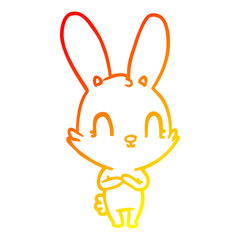 warm gradient line drawing cute cartoon rabbit