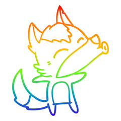rainbow gradient line drawing cartoon howling wolf