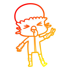 warm gradient line drawing weird cartoon alien