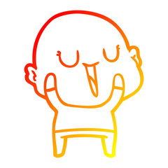 warm gradient line drawing happy cartoon bald man