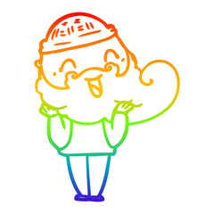 rainbow gradient line drawing happy bearded man