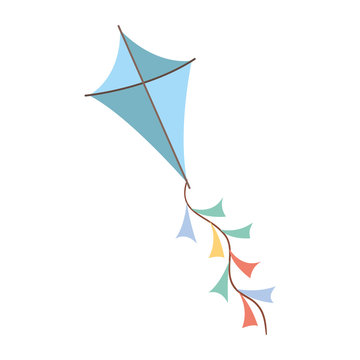 blue colored kite flying with white background
