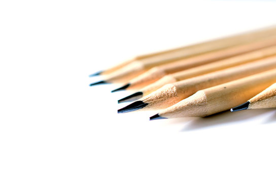 Wooden pencils for sketching and drawing closeup