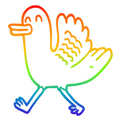 rainbow gradient line drawing cartoon duck