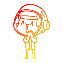 warm gradient line drawing happy cartoon astronaut
