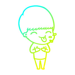 cold gradient line drawing funny cartoon boy