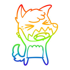 rainbow gradient line drawing angry cartoon fox