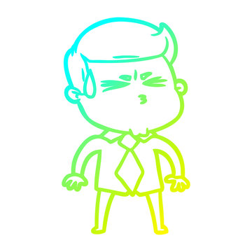 recommend clip art: cold gradient line drawing cartoon man sweating