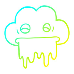 cold gradient line drawing cartoon rain cloud