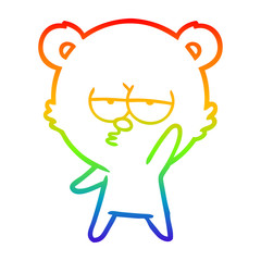 rainbow gradient line drawing bored polar bear cartoon