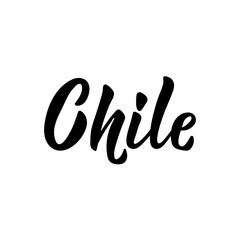 Chile. Lettering. Ink illustration. Modern brush calligraphy.