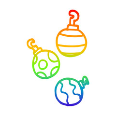 rainbow gradient line drawing cartoon xmas baubles