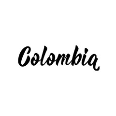 Colombia. Lettering. Ink illustration. Modern brush calligraphy.