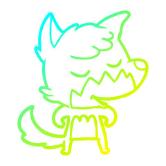 cold gradient line drawing friendly cartoon fox