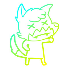 cold gradient line drawing cartoon dead fox