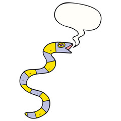 Fototapeta premium hissing cartoon snake and speech bubble
