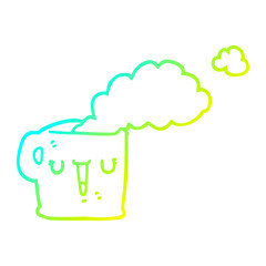 cold gradient line drawing cartoon hot cup of coffee