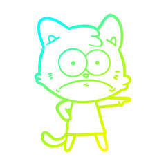 cold gradient line drawing cartoon nervous cat