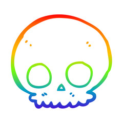 rainbow gradient line drawing cartoon skull